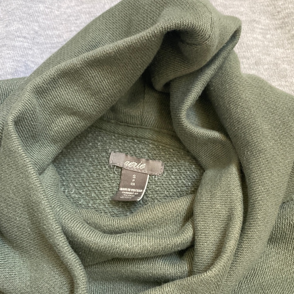 Set of 2 Funnel Neck Oversized Look Sweatshirts in Olive Green/Light Grey - Picture 8 of 8